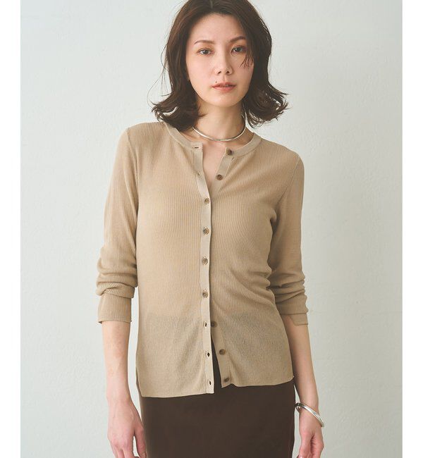  「《冷房対策/手洗い可》シアーリブニットカーディガン」|ニット・セーター|