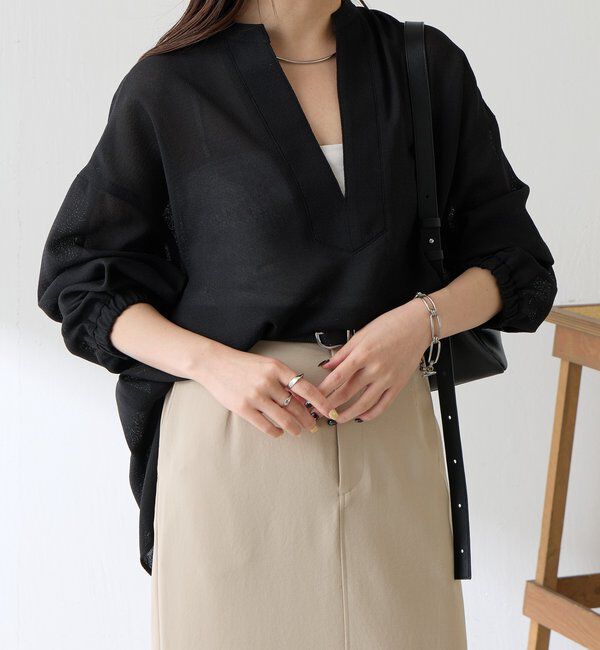  「【夏にも着れる長袖/涼しく体型カバー】ヴィンテージメッシュブラウス」|シャツ・ブラウス|
