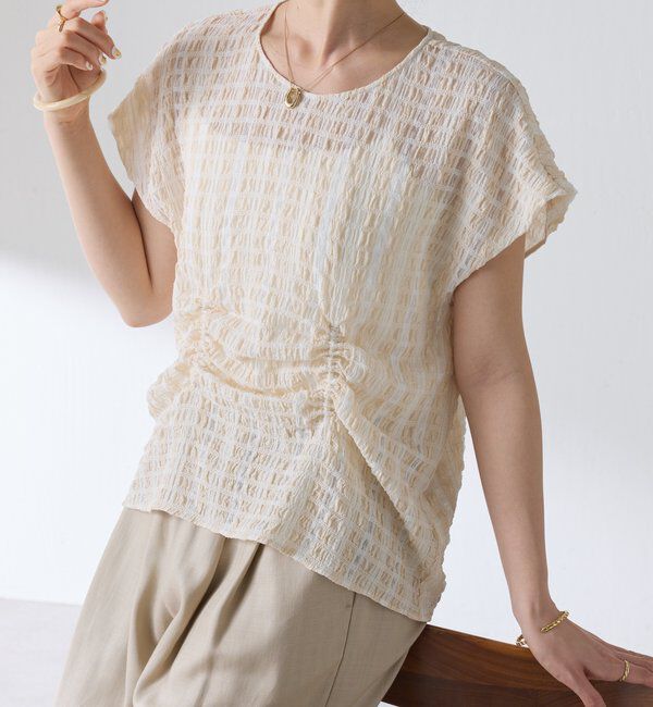  「【シルエットを変えられる】ドロストウエストフレンチTシャツ」|シャツ・ブラウス|