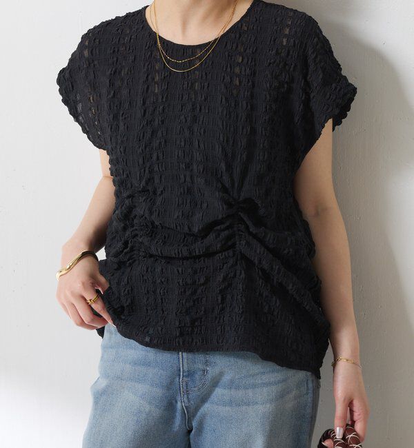  「【シルエットを変えられる】ドロストウエストフレンチTシャツ」|シャツ・ブラウス|