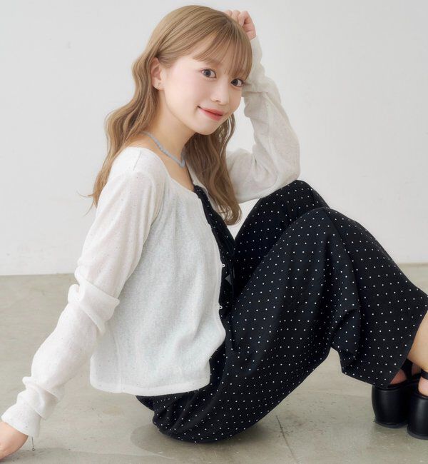  「【新色追加/前後2WAY】ラインストーンシアーカットソー　　」|Tシャツ・カットソー|