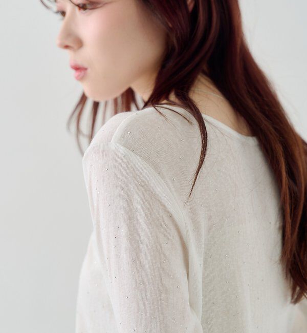  「【新色追加/前後2WAY】ラインストーンシアーカットソー　　」|Tシャツ・カットソー|