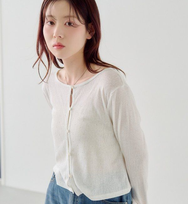  「【新色追加/前後2WAY】ラインストーンシアーカットソー　　」|Tシャツ・カットソー|