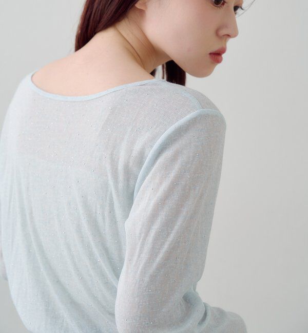  「【新色追加/前後2WAY】ラインストーンシアーカットソー　　」|Tシャツ・カットソー|