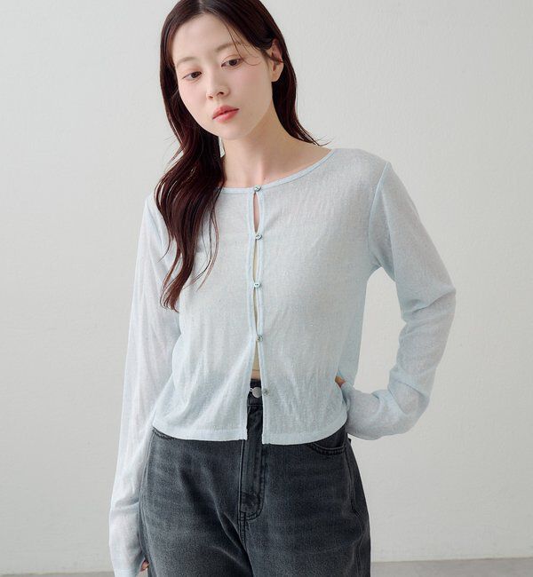  「【新色追加/前後2WAY】ラインストーンシアーカットソー　　」|Tシャツ・カットソー|