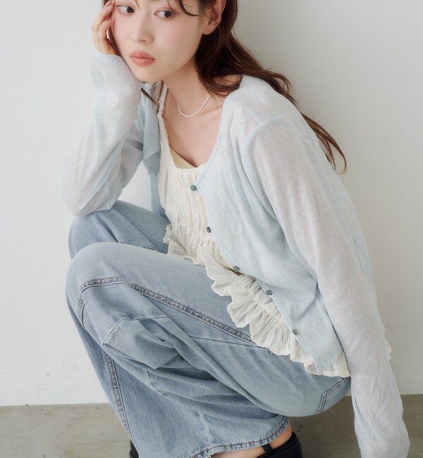  「【新色追加/前後2WAY】ラインストーンシアーカットソー　　」|Tシャツ・カットソー|