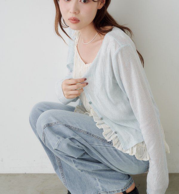  「【新色追加/前後2WAY】ラインストーンシアーカットソー　　」|Tシャツ・カットソー|