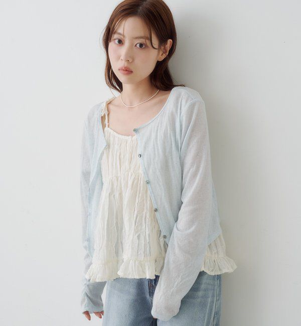  「【新色追加/前後2WAY】ラインストーンシアーカットソー　　」|Tシャツ・カットソー|