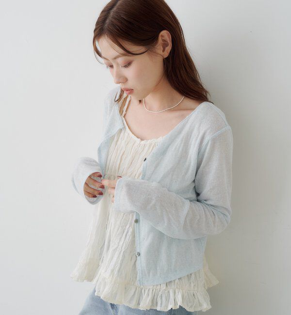  「【新色追加/前後2WAY】ラインストーンシアーカットソー　　」|Tシャツ・カットソー|