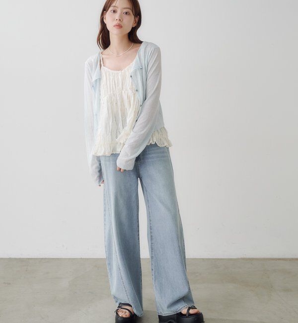  「【新色追加/前後2WAY】ラインストーンシアーカットソー　　」|Tシャツ・カットソー|