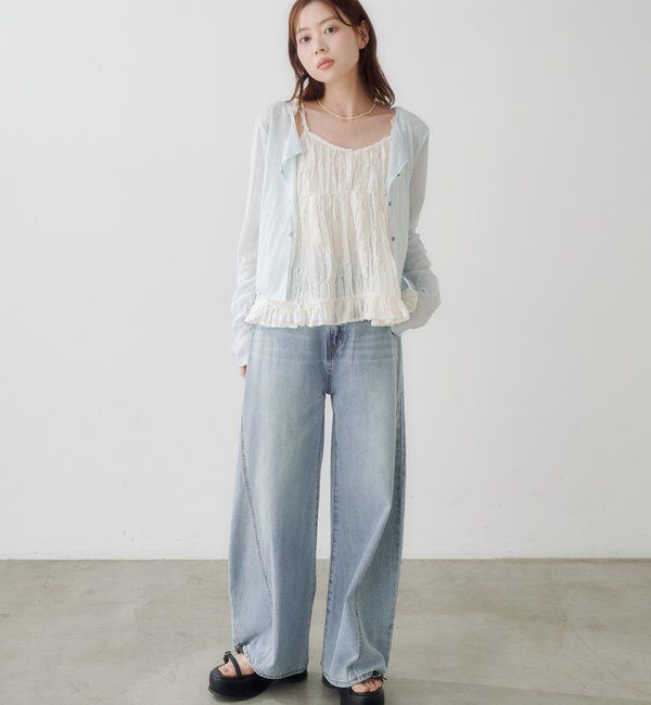  「【新色追加/前後2WAY】ラインストーンシアーカットソー　　」|Tシャツ・カットソー|