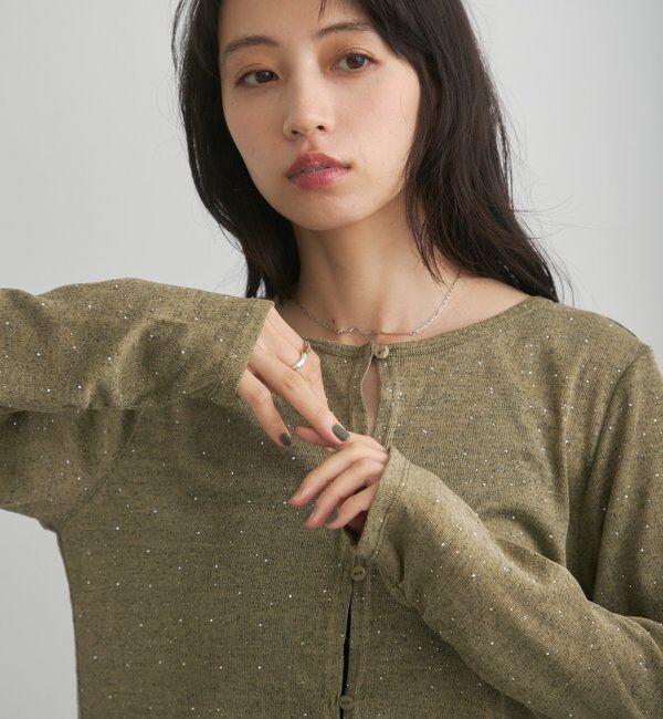  「【新色追加/前後2WAY】ラインストーンシアーカットソー　　」|Tシャツ・カットソー|