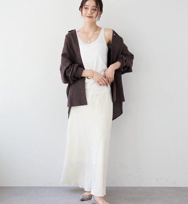  「【新色追加/6色展開】チュールリブタンクトップ」|キャミソール|