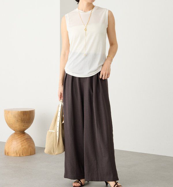  「【上品な光沢が目を引く】シャイニーノースリTee」|キャミソール|