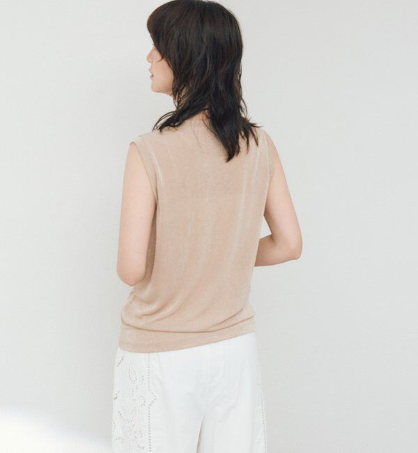  「【上品な光沢が目を引く】シャイニーノースリTee」|キャミソール|