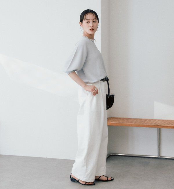  「【柔らかな立体感のある袖が魅力】ハーフバルーンスリーブニット」|ニット・セーター|