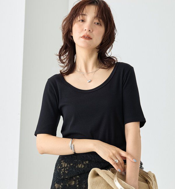 「【すっきり見え/通気性/帯電性】キュプラコットンテレコTee」|Tシャツ・カットソー|
