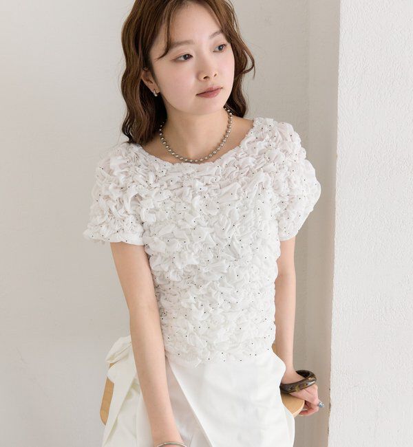  「【新色BRN】《6色展開/伸縮性あり◎》ふわふわシャーリングTシャツ」|Tシャツ・カットソー|