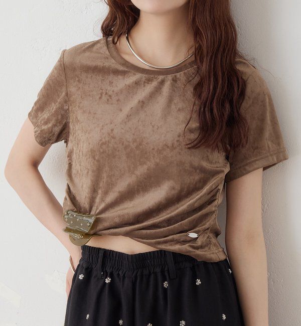  「【BLK/WEB限定カラー】ベロアTシャツ」|Tシャツ・カットソー|