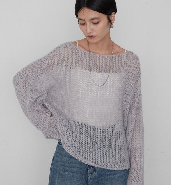  「≪好評につき再登場/洗える≫【earthy_/アーシー】シアーハンドライクニット」|ニット・セーター|グレー