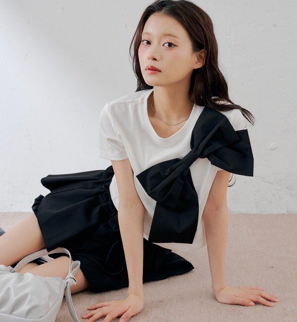  「リボンデザインチビT」|Tシャツ・カットソー|ホワイト