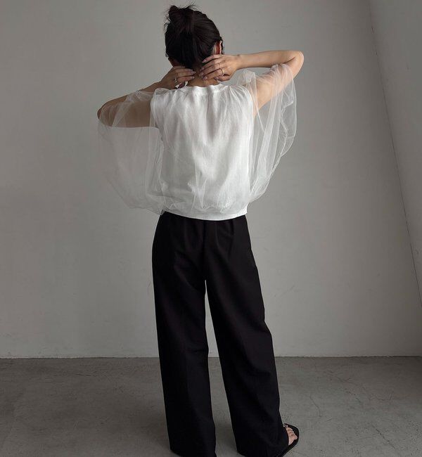  「【二の腕カバー◎】〈C.L〉チュールレイヤードノースリニット」|ニット・セーター|