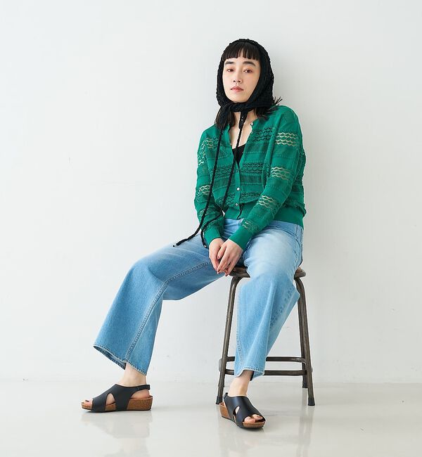 collex「レーシー柄クルーネックニットカーディガン」|カーディガン|