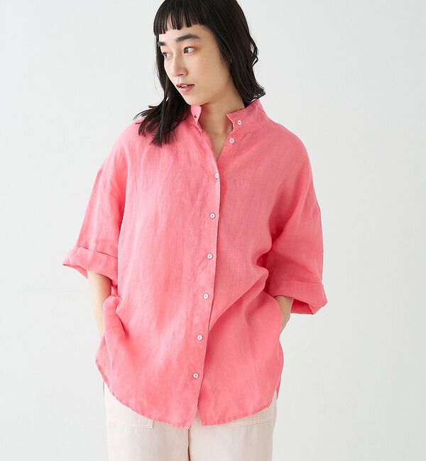 collex「ワイドスリーブリネンオーバーシャツ」|シャツ・ブラウス|ローズ