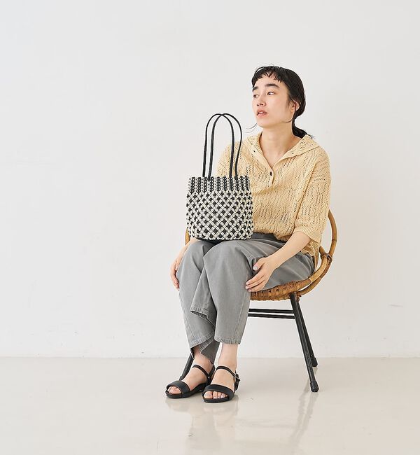 collex「【ANANS】SMALL マクラメワックスコードミックストートバッグ」|かごバッグ|