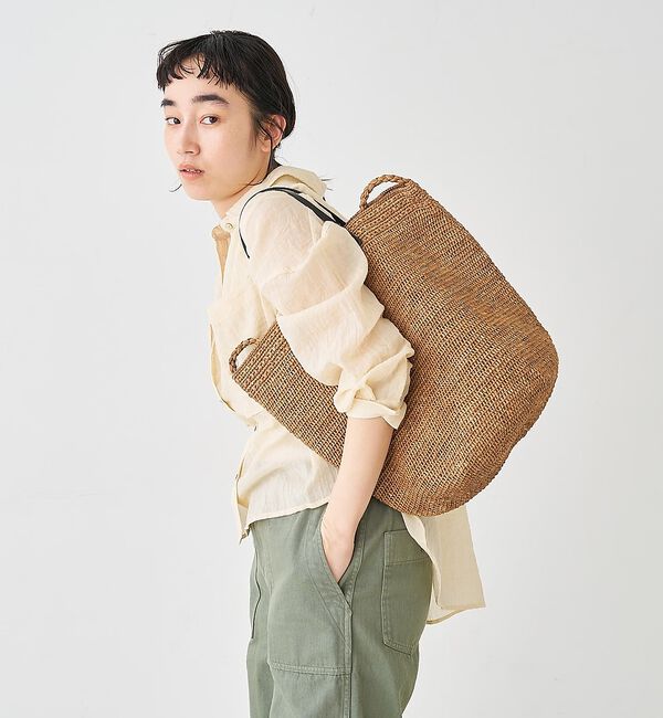 collex「ラフィア革ハンドル2WAYトートバッグ」|かごバッグ|