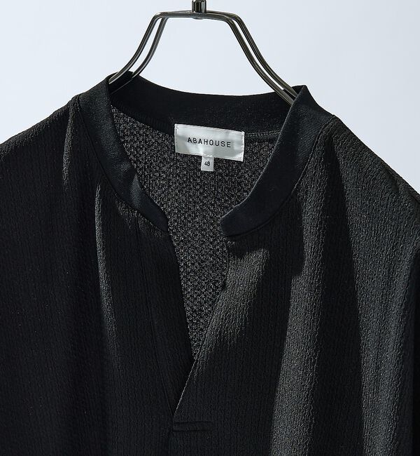 ABAHOUSE「CREPE JERSEY ヘンリーネック スキッパーTシャツ」|Tシャツ・カットソー|