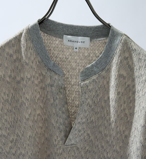 ABAHOUSE「CREPE JERSEY ヘンリーネック スキッパーTシャツ」|Tシャツ・カットソー|
