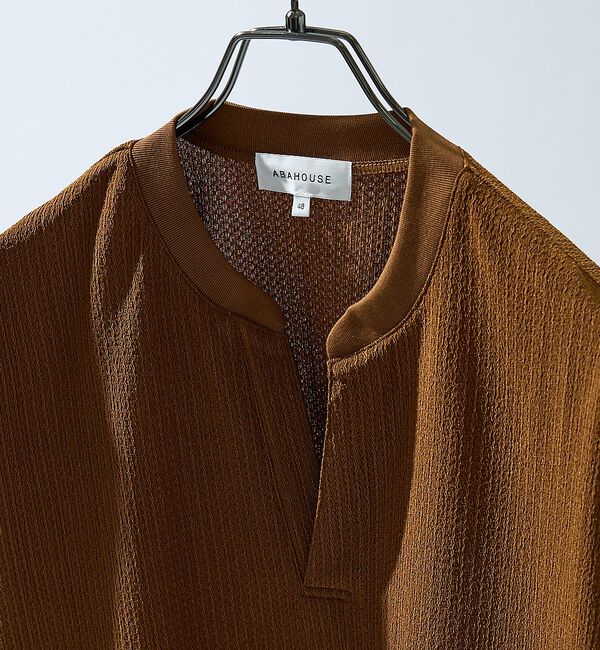 ABAHOUSE「CREPE JERSEY ヘンリーネック スキッパーTシャツ」|Tシャツ・カットソー|
