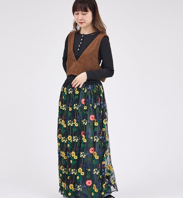 Rouge vif「【Le Melange/ル・メランジュ】ECOスウェードビスチェ/フェイクレザー」|ベスト・ジレ|