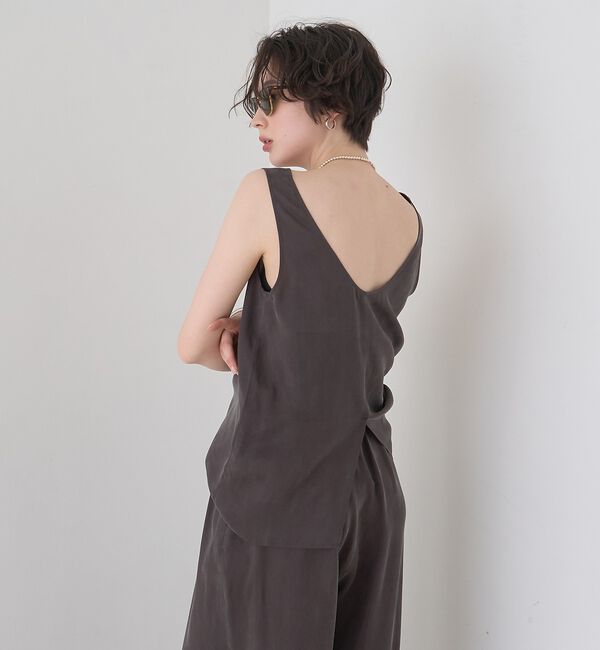 Rouge vif「キュプラフィブリルUネックノースリーブブラウス/ジレ」|シャツ・ブラウス|