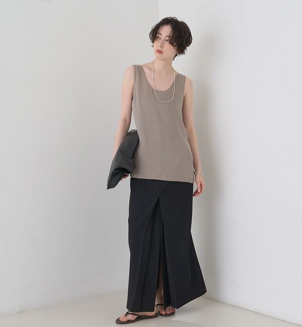 Rouge vif「キュプラフィブリルUネックノースリーブブラウス/ジレ」|シャツ・ブラウス|