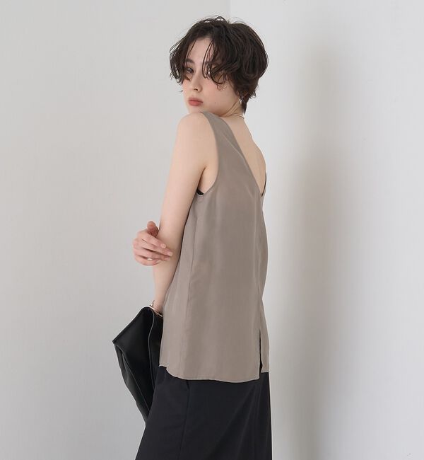 Rouge vif「キュプラフィブリルUネックノースリーブブラウス/ジレ」|シャツ・ブラウス|