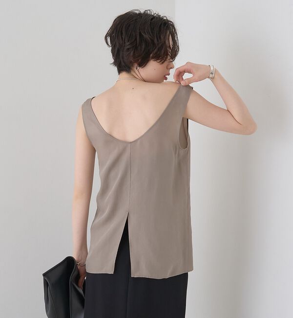 Rouge vif「キュプラフィブリルUネックノースリーブブラウス/ジレ」|シャツ・ブラウス|