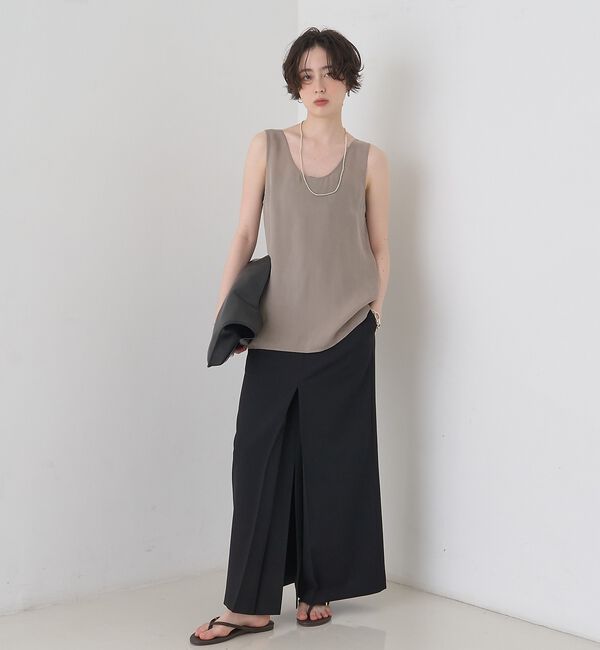 Rouge vif「キュプラフィブリルUネックノースリーブブラウス/ジレ」|シャツ・ブラウス|