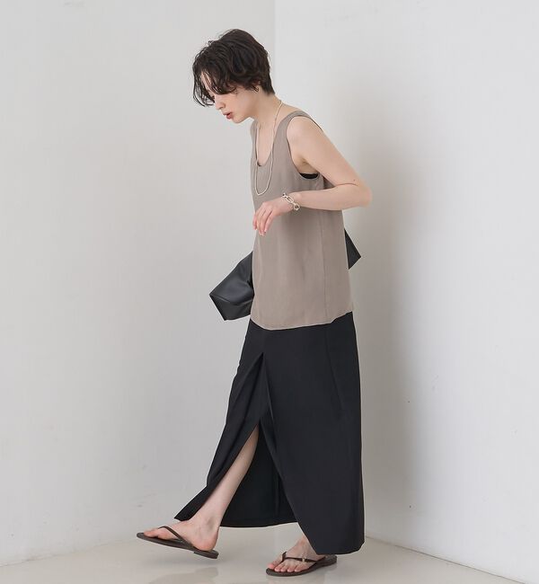 Rouge vif「キュプラフィブリルUネックノースリーブブラウス/ジレ」|シャツ・ブラウス|