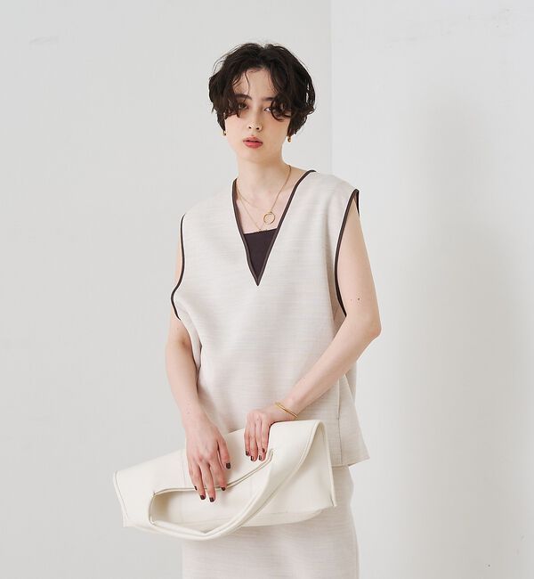 Rouge vif「【セットアップ対応】麻調ダブルクロスベスト/ジレ」|ベスト・ジレ|