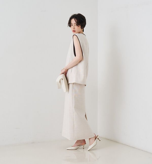 Rouge vif「【セットアップ対応】麻調ダブルクロスベスト/ジレ」|ベスト・ジレ|