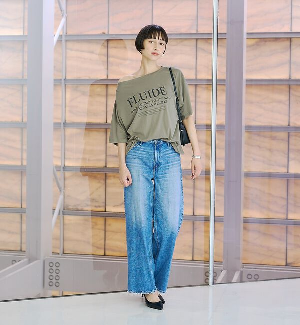 Rouge vif「ドローコードシアーロゴTシャツ / ボートネック」|Tシャツ・カットソー|