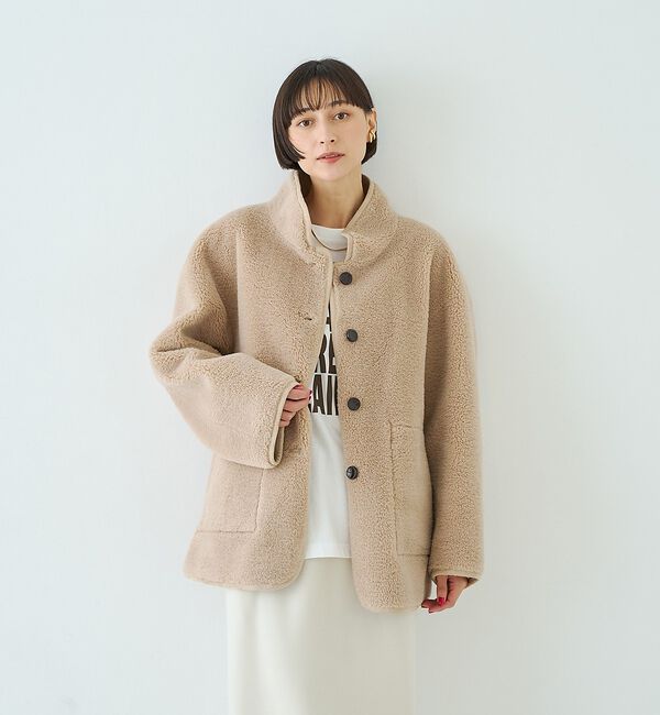 Rouge vif「【2サイズ展開】2WAYスタンドカラースエードライクリバーシブルボアコート【予約」|その他|