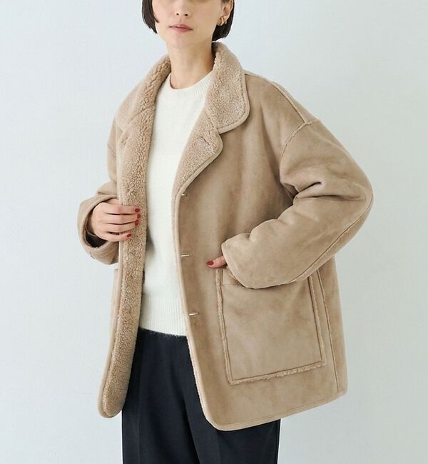 Rouge vif「【2サイズ展開】2WAYスタンドカラースエードライクリバーシブルボアコート【予約」|その他|
