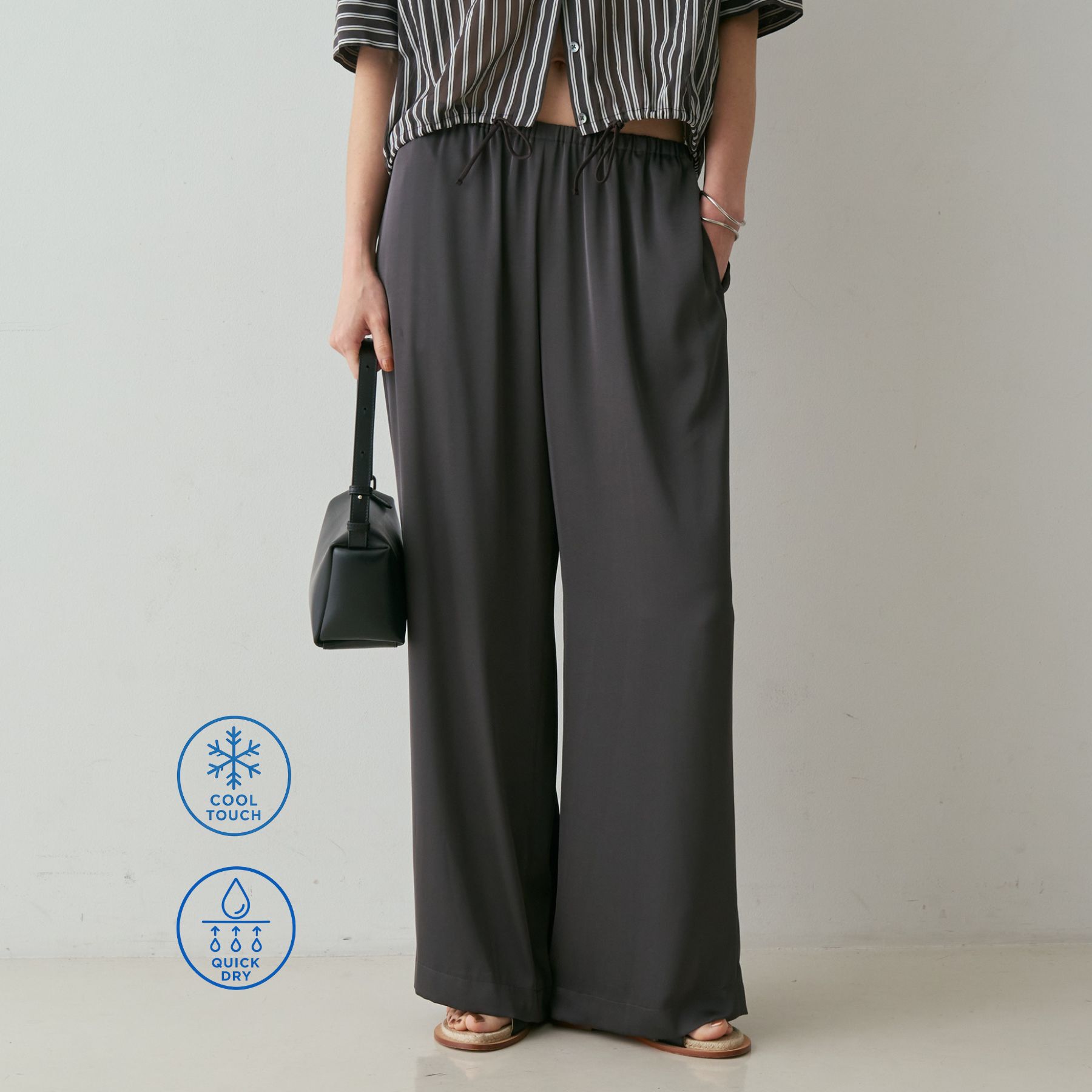 qualite「【今季最後の再入荷/接触冷感・吸水速乾】クールサテンパンツ/セットアップ対応」|その他|グレー