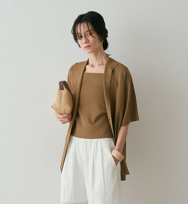 qualite「【接触冷感・セットアップ対応】レーヨンストレッチニットジャケット」|カーディガン|