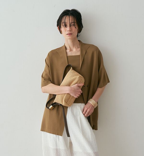 qualite「【接触冷感・セットアップ対応】レーヨンストレッチニットジャケット」|カーディガン|