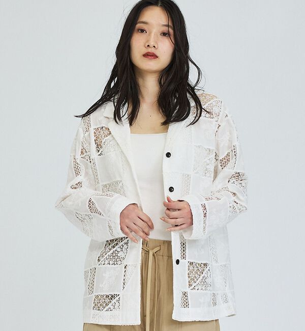 abahouse mavie「【セットアップ対応】刺繍レースジャケット」|その他|ホワイト
