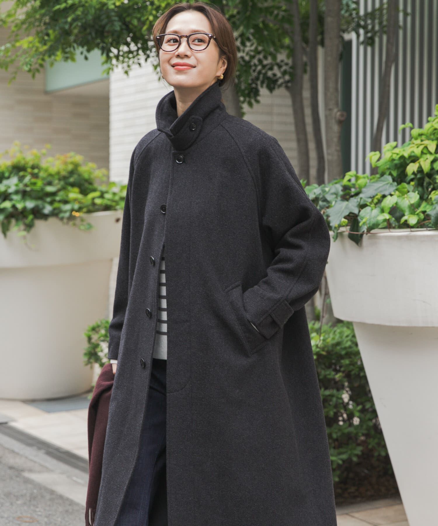 URBAN RESEARCH DOORS「ウール100バルマカーンコート」|ノーカラーコート|